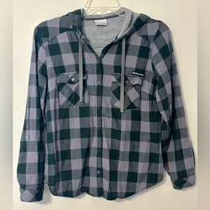 Columbia Michigan State MSU 100% cotton button up with hood. Sz Large